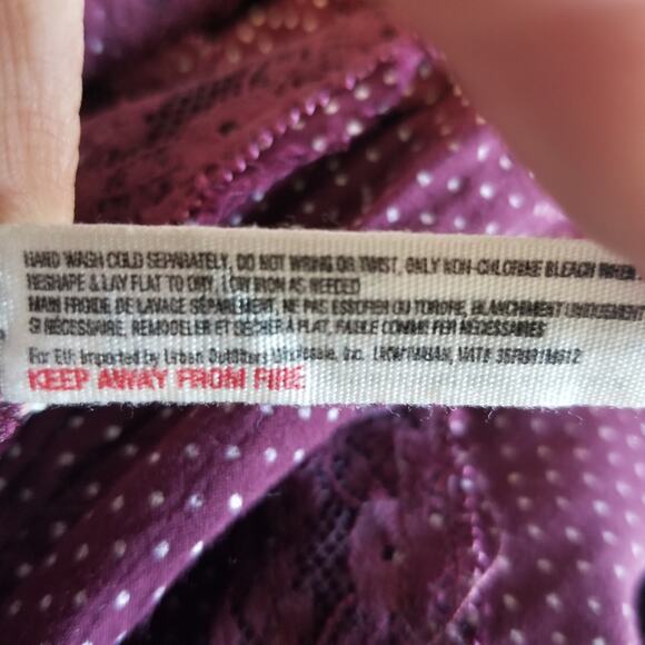 Intimately Free People Voile & Lace Trapeze Slip Dress Maroon Polka Dot Sz Small - Picture 5 of 6